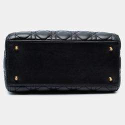 Pre Owned Dior Black Medium Lambskin Cannage Lady Dior