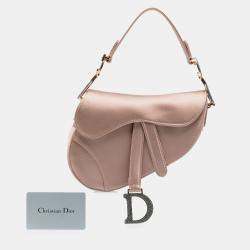 Pre Owned Dior Pink Mini Satin Crystal Embellished Saddle Bag