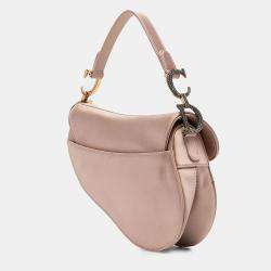 Pre Owned Dior Pink Mini Satin Crystal Embellished Saddle Bag