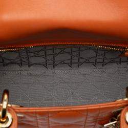 Pre Owned Dior Orange Small Lambskin Cannage MyABCDior Lady Dior