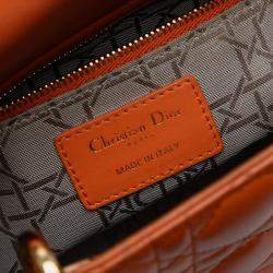 Pre Owned Dior Orange Small Lambskin Cannage MyABCDior Lady Dior