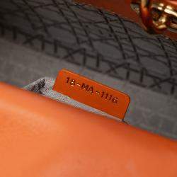 Pre Owned Dior Orange Small Lambskin Cannage MyABCDior Lady Dior