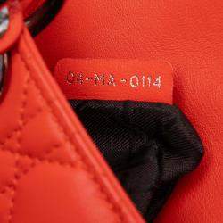 Pre Owned Dior Orange Mini Lambskin Cannage Lady Dior