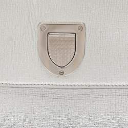 Pre Owned Dior Metallic Silver Leather Medium Diorever Bag