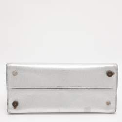 Pre Owned Dior Metallic Silver Leather Medium Diorever Bag