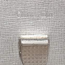 Pre Owned Dior Metallic Silver Leather Medium Diorever Bag
