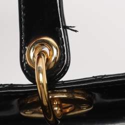 Pre Owned Dior Black Cannage Patent Leather Medium Lady Dior Tote