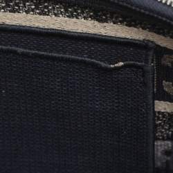 Pre Owned Dior Blue Oblique Canvas Travel Vanity Case Top Handle Bag