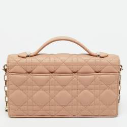 Pre Owned Dior Rose des Vents Cannage Leather Mini My Dior Top Handle Bag