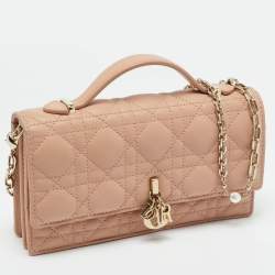 Pre Owned Dior Rose des Vents Cannage Leather Mini My Dior Top Handle Bag