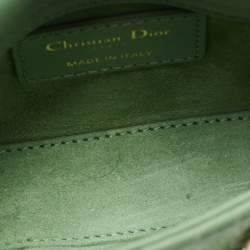 Pre Owned Dior Green Cannage Leather Micro Lady Dior Tote