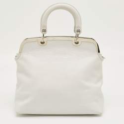 Pre Owned Dior White Leather Medium Granville Tote