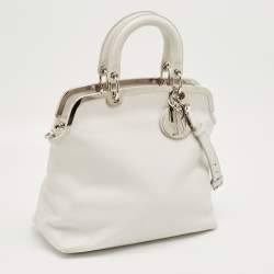 Pre Owned Dior White Leather Medium Granville Tote