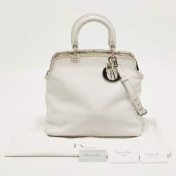 Pre Owned Dior White Leather Medium Granville Tote
