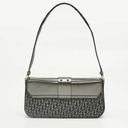 Pre Owned Dior Metallic Grey Oblique Canvas and Leather Street Chic Shoulder Bag