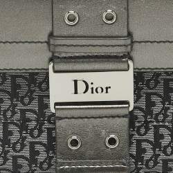 Pre Owned Dior Metallic Grey Oblique Canvas and Leather Street Chic Shoulder Bag