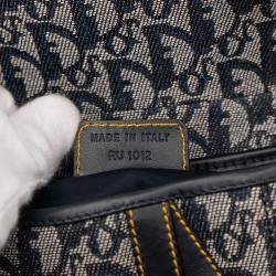 Pre Owned Dior Navy Blue Diorissimo Canvas Saddle Bag