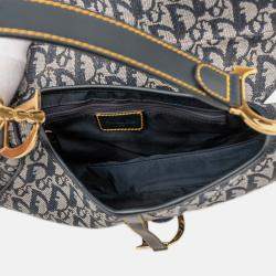 Pre Owned Dior Navy Blue Diorissimo Canvas Saddle Bag