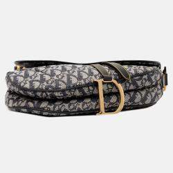 Pre Owned Dior Navy Blue Diorissimo Canvas Saddle Bag