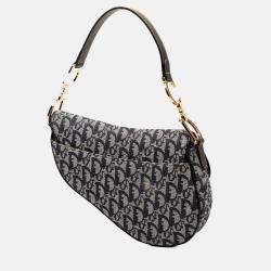Pre Owned Dior Navy Blue Diorissimo Canvas Saddle Bag