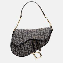 Pre Owned Dior Navy Blue Diorissimo Canvas Saddle Bag
