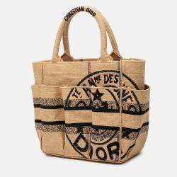 Pre Owned Dior Beige Small Jute Catherine Tote