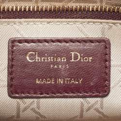 Pre Owned Dior Burgundy Cannage Leather Small My ABCDior Lady Dior Tote