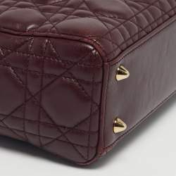 Pre Owned Dior Burgundy Cannage Leather Small My ABCDior Lady Dior Tote