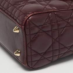 Pre Owned Dior Burgundy Cannage Leather Small My ABCDior Lady Dior Tote