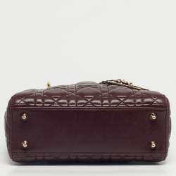 Pre Owned Dior Burgundy Cannage Leather Small My ABCDior Lady Dior Tote