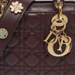 Pre Owned Dior Burgundy Cannage Leather Small My ABCDior Lady Dior Tote