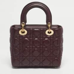 Pre Owned Dior Burgundy Cannage Leather Small My ABCDior Lady Dior Tote