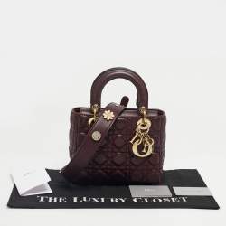 Pre Owned Dior Burgundy Cannage Leather Small My ABCDior Lady Dior Tote