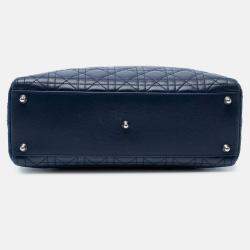 Pre Owned Dior Blue Large Lambskin Cannage Lady Dior