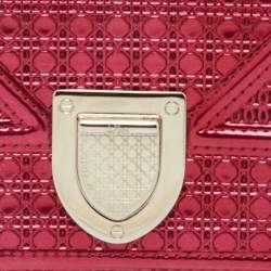 Pre Owned Dior Red Micro Cannage Patent Leather Diorama Trifold Wallet