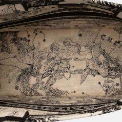 Pre Owned Dior Black White Medium Canvas Embroidered Zodiac Toile De Jouy Book Tote