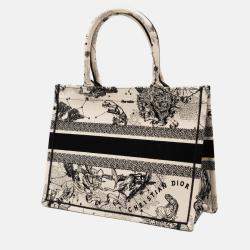 Pre Owned Dior Black White Medium Canvas Embroidered Zodiac Toile De Jouy Book Tote