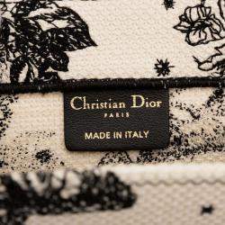 Pre Owned Dior Black White Medium Canvas Embroidered Zodiac Toile De Jouy Book Tote