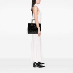 Pre Owned Dior Black Large Patent Cannage Lady Dior