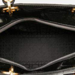 Pre Owned Dior Black Large Patent Cannage Lady Dior
