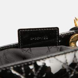 Pre Owned Dior Black Large Patent Cannage Lady Dior