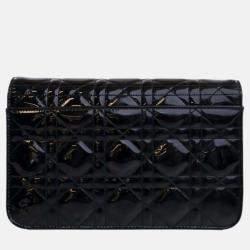 Pre Owned Dior Black Patent Cannage Miss Dior Promenade Crossbody