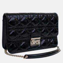 Pre Owned Dior Black Patent Cannage Miss Dior Promenade Crossbody