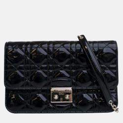 Pre Owned Dior Black Patent Cannage Miss Dior Promenade Crossbody