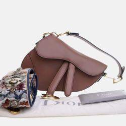 Pre Owned Dior Pink Mini Calfskin Saddle Bag