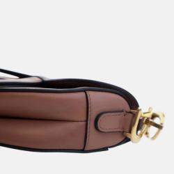 Pre Owned Dior Pink Mini Calfskin Saddle Bag