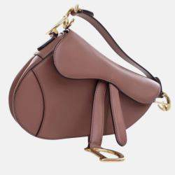 Pre Owned Dior Pink Mini Calfskin Saddle Bag