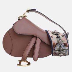 Pre Owned Dior Pink Mini Calfskin Saddle Bag