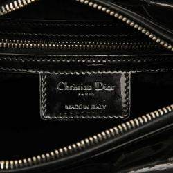 Pre Owned Dior Black Medium Patent Cannage Lady Dior