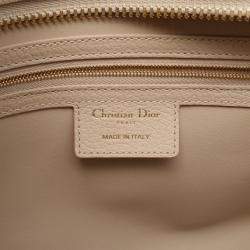 Pre Owned Christian Dior Dior Lady D-Sire Large Handbag Leather Beige